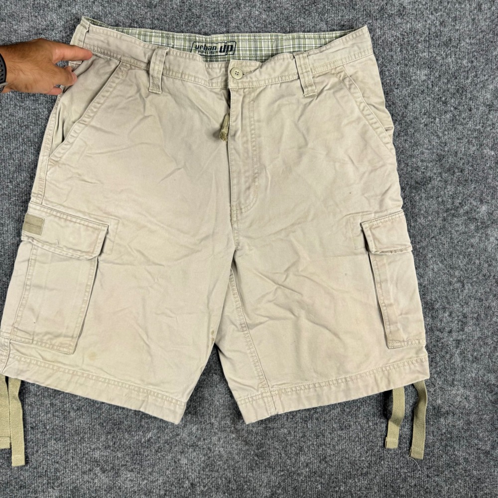 Urban Pipeline Cargo Shorts Mens Size 34 Beige Tan Cotton Casual Utility Shorts